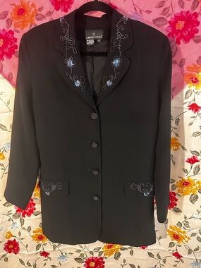 Carole Little Black Women's Embroidered Blazer